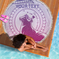 Personalised Hawaii Monk Seal Beach Blanket Polynesian Tattoo With Tropical Flowers - Purple Gradient LT14 - Polynesian Pride