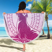 Personalised Hawaii Monk Seal Beach Blanket Polynesian Tattoo With Tropical Flowers - Purple Gradient LT14 - Polynesian Pride