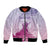 Personalised Hawaii Monk Seal Bomber Jacket Polynesian Tattoo With Tropical Flowers - Purple Gradient