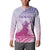 Personalised Hawaii Monk Seal Button Sweatshirt Polynesian Tattoo With Tropical Flowers - Purple Gradient