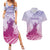 Personalised Hawaii Monk Seal Couples Matching Summer Maxi Dress and Hawaiian Shirt Polynesian Tattoo With Tropical Flowers - Purple Gradient