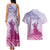 Personalised Hawaii Monk Seal Couples Matching Tank Maxi Dress and Hawaiian Shirt Polynesian Tattoo With Tropical Flowers - Purple Gradient