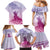 Personalised Hawaii Monk Seal Family Matching Mermaid Dress and Hawaiian Shirt Polynesian Tattoo With Tropical Flowers - Purple Gradient