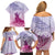 Personalised Hawaii Monk Seal Family Matching Off Shoulder Short Dress and Hawaiian Shirt Polynesian Tattoo With Tropical Flowers - Purple Gradient