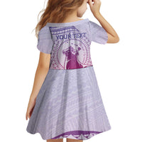 Personalised Hawaii Monk Seal Family Matching Puletasi and Hawaiian Shirt Polynesian Tattoo With Tropical Flowers - Purple Gradient