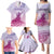 Personalised Hawaii Monk Seal Family Matching Puletasi and Hawaiian Shirt Polynesian Tattoo With Tropical Flowers - Purple Gradient