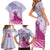 Personalised Hawaii Monk Seal Family Matching Short Sleeve Bodycon Dress and Hawaiian Shirt Polynesian Tattoo With Tropical Flowers - Purple Gradient