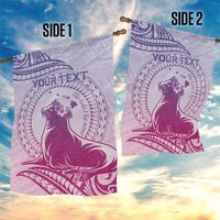 Personalised Hawaii Monk Seal Garden Flag Polynesian Tattoo With Tropical Flowers - Purple Gradient LT14 - Polynesian Pride