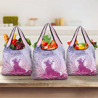 Personalised Hawaii Monk Seal Grocery Bag Polynesian Tattoo With Tropical Flowers - Purple Gradient LT14 3-pack One Size Purple - Polynesian Pride