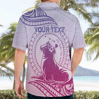 Personalised Hawaii Monk Seal Hawaiian Shirt Polynesian Tattoo With Tropical Flowers - Purple Gradient LT14 - Polynesian Pride