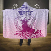 Personalised Hawaii Monk Seal Hooded Blanket Polynesian Tattoo With Tropical Flowers - Purple Gradient LT14 - Polynesian Pride