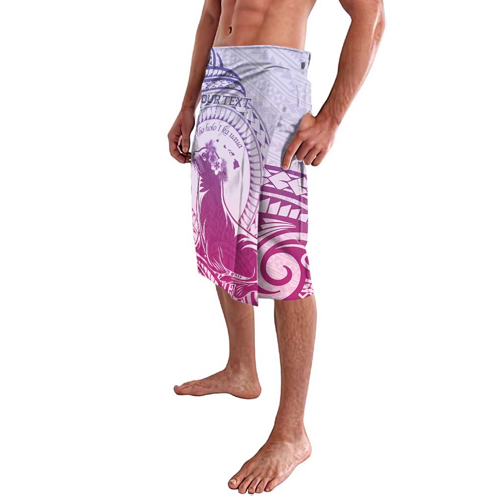 Personalised Hawaii Monk Seal Lavalava Polynesian Tattoo With Tropical Flowers - Purple Gradient LT14 - Polynesian Pride