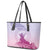 Personalised Hawaii Monk Seal Leather Tote Bag Polynesian Tattoo With Tropical Flowers - Purple Gradient