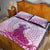 Personalised Hawaii Monk Seal Quilt Bed Set Polynesian Tattoo With Tropical Flowers - Purple Gradient