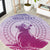 Personalised Hawaii Monk Seal Round Carpet Polynesian Tattoo With Tropical Flowers - Purple Gradient