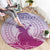 Personalised Hawaii Monk Seal Round Carpet Polynesian Tattoo With Tropical Flowers - Purple Gradient