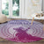 Personalised Hawaii Monk Seal Round Carpet Polynesian Tattoo With Tropical Flowers - Purple Gradient