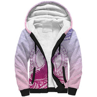 Personalised Hawaii Monk Seal Sherpa Hoodie Polynesian Tattoo With Tropical Flowers - Purple Gradient LT14 Unisex Purple - Polynesian Pride