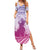 Personalised Hawaii Monk Seal Summer Maxi Dress Polynesian Tattoo With Tropical Flowers - Purple Gradient