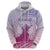 Personalised Hawaii Monk Seal Zip Hoodie Polynesian Tattoo With Tropical Flowers - Purple Gradient