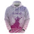 Personalised Hawaii Monk Seal Zip Hoodie Polynesian Tattoo With Tropical Flowers - Purple Gradient