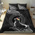 Personalised Hawaii Monk Seal Bedding Set Polynesian Tattoo With Tropical Flowers - Black