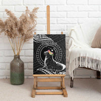 Personalised Hawaii Monk Seal Canvas Wall Art Polynesian Tattoo With Tropical Flowers - Black LT14 - Polynesian Pride