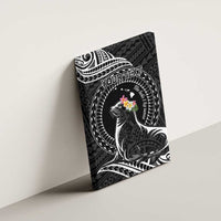 Personalised Hawaii Monk Seal Canvas Wall Art Polynesian Tattoo With Tropical Flowers - Black LT14 - Polynesian Pride