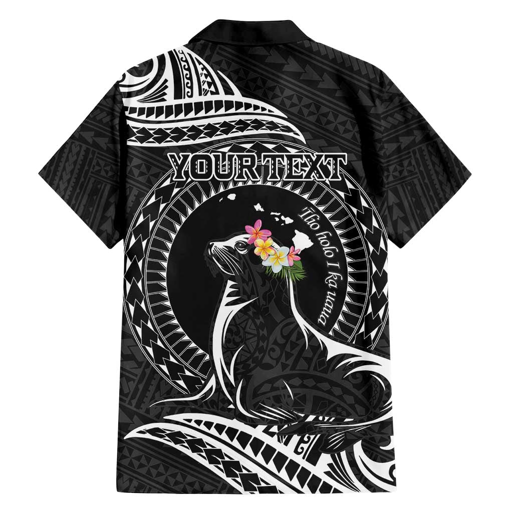 Personalised Hawaii Monk Seal Family Matching Tank Maxi Dress and Hawaiian Shirt Polynesian Tattoo With Tropical Flowers - Black LT14 - Polynesian Pride