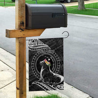 Personalised Hawaii Monk Seal Garden Flag Polynesian Tattoo With Tropical Flowers - Black LT14 - Polynesian Pride