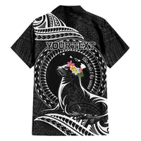 Personalised Hawaii Monk Seal Hawaiian Shirt Polynesian Tattoo With Tropical Flowers - Black LT14 - Polynesian Pride