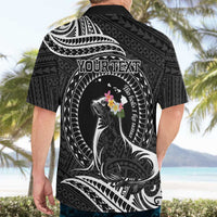 Personalised Hawaii Monk Seal Hawaiian Shirt Polynesian Tattoo With Tropical Flowers - Black LT14 - Polynesian Pride