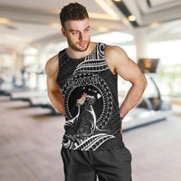 Personalised Hawaii Monk Seal Men Tank Top Polynesian Tattoo With Tropical Flowers - Black LT14 Black - Polynesian Pride