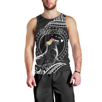 Personalised Hawaii Monk Seal Men Tank Top Polynesian Tattoo With Tropical Flowers - Black LT14 - Polynesian Pride