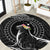 Personalised Hawaii Monk Seal Round Carpet Polynesian Tattoo With Tropical Flowers - Black