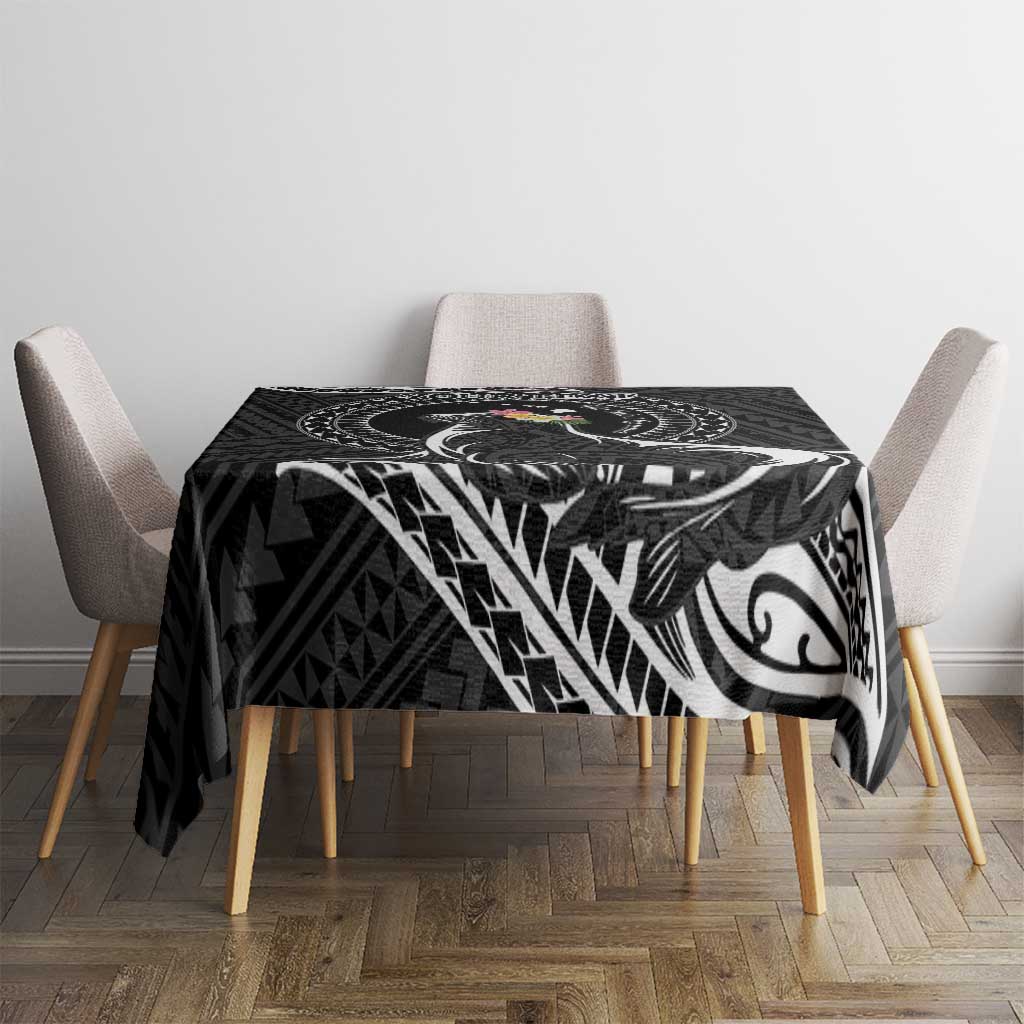 Personalised Hawaii Monk Seal Tablecloth Polynesian Tattoo With Tropical Flowers - Black LT14 - Polynesian Pride