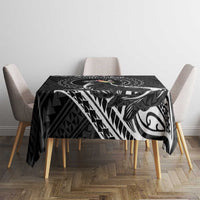 Personalised Hawaii Monk Seal Tablecloth Polynesian Tattoo With Tropical Flowers - Black LT14 - Polynesian Pride