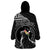 Personalised Hawaii Monk Seal Wearable Blanket Hoodie Polynesian Tattoo With Tropical Flowers - Black