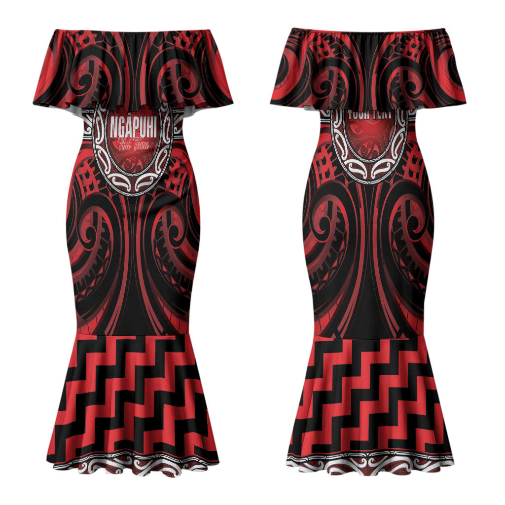 Aotearoa Ngapuhi Personalised Family Matching Mermaid Dress and Hawaiian Shirt Maori Iwi Poutama Puhoro Tattoo