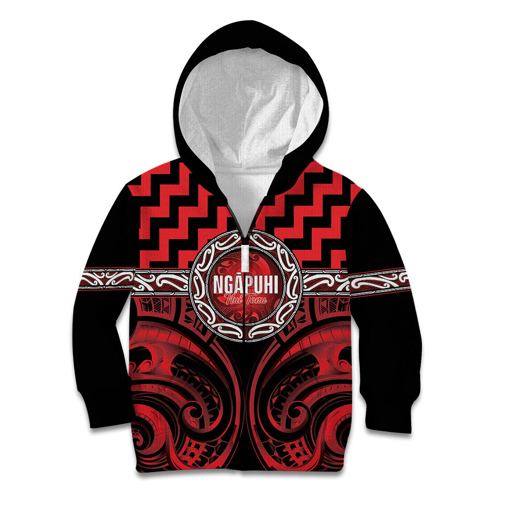 Aotearoa Ngapuhi Personalised Kid Hoodie Maori Iwi Poutama Puhoro Tattoo