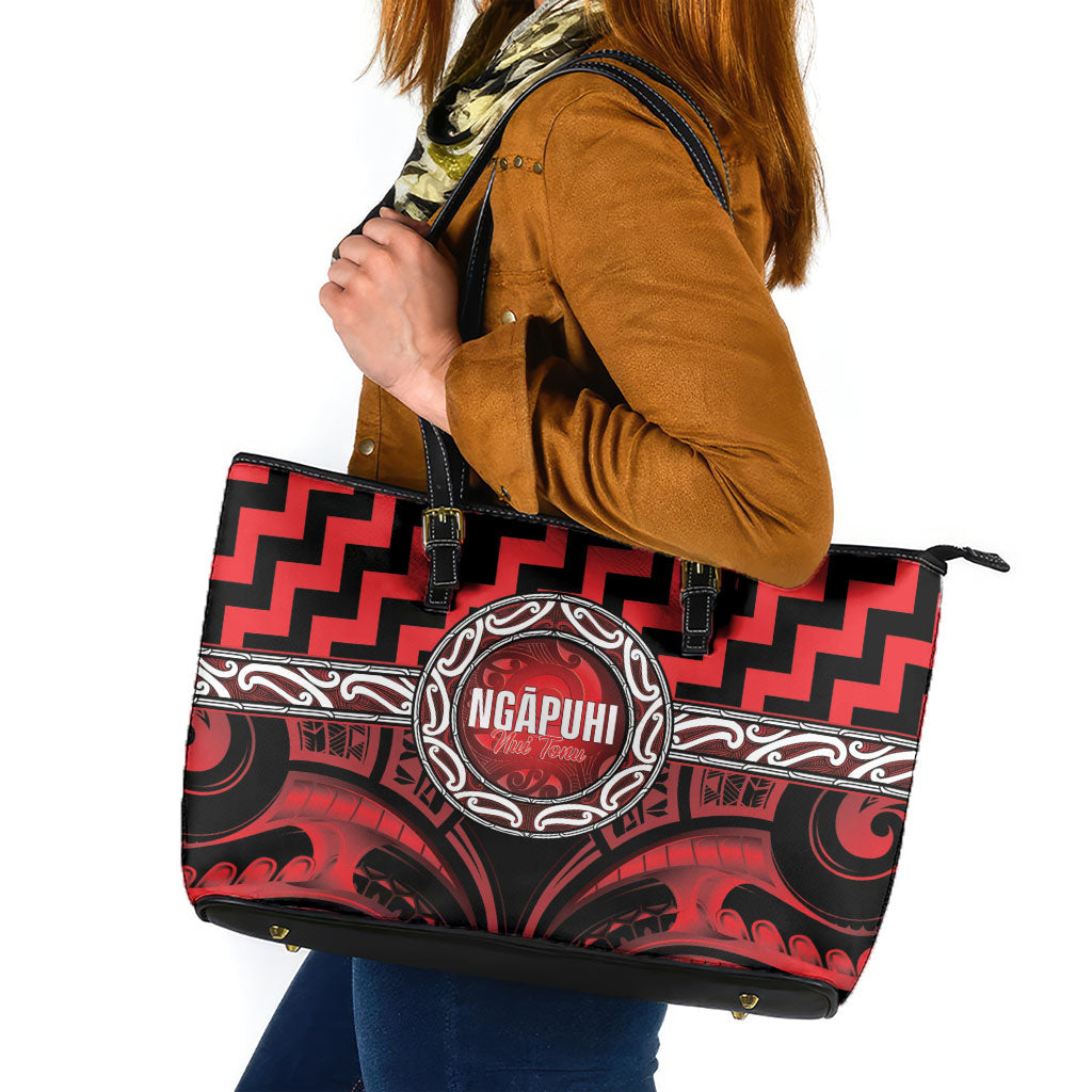 Aotearoa Ngapuhi Leather Tote Bag Maori Iwi Poutama Puhoro Tattoo