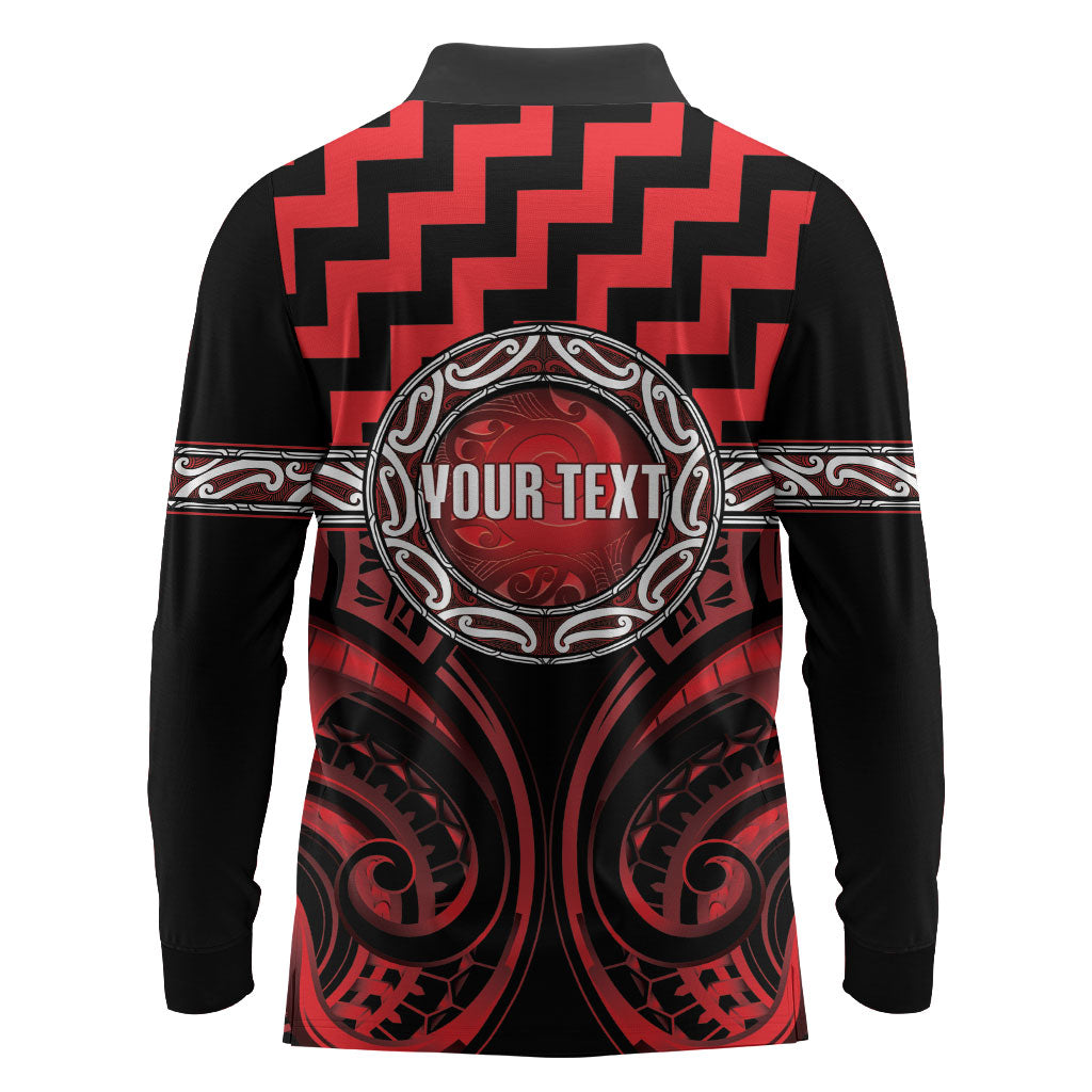 Aotearoa Ngapuhi Personalised Long Sleeve Polo Shirt Maori Iwi Poutama Puhoro Tattoo