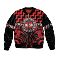 Aotearoa Ngapuhi Personalised Sleeve Zip Bomber Jacket Maori Iwi Poutama Puhoro Tattoo