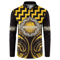 Aotearoa Ngati Porou Personalised Button Sweatshirt Maori Iwi Poutama Puhoro Tattoo