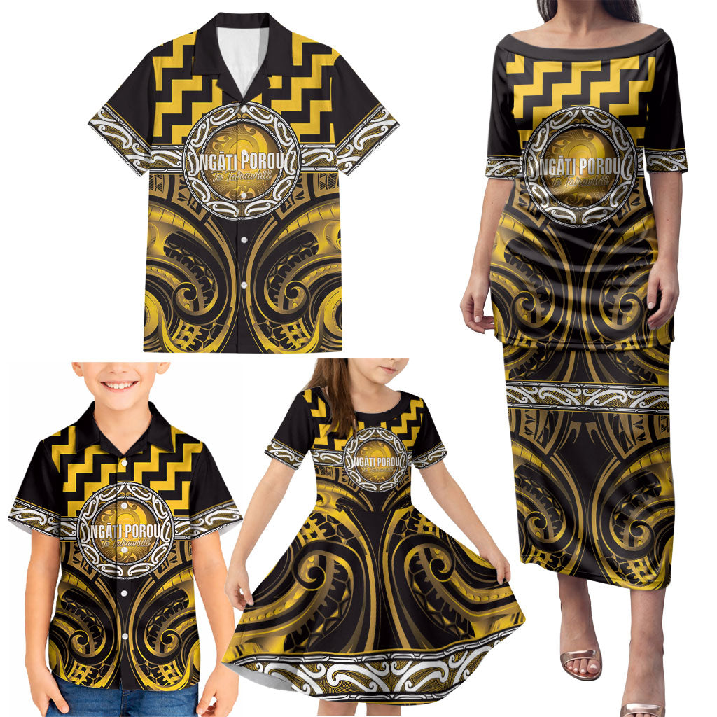 Aotearoa Ngati Porou Personalised Family Matching Puletasi and Hawaiian Shirt Maori Iwi Poutama Puhoro Tattoo