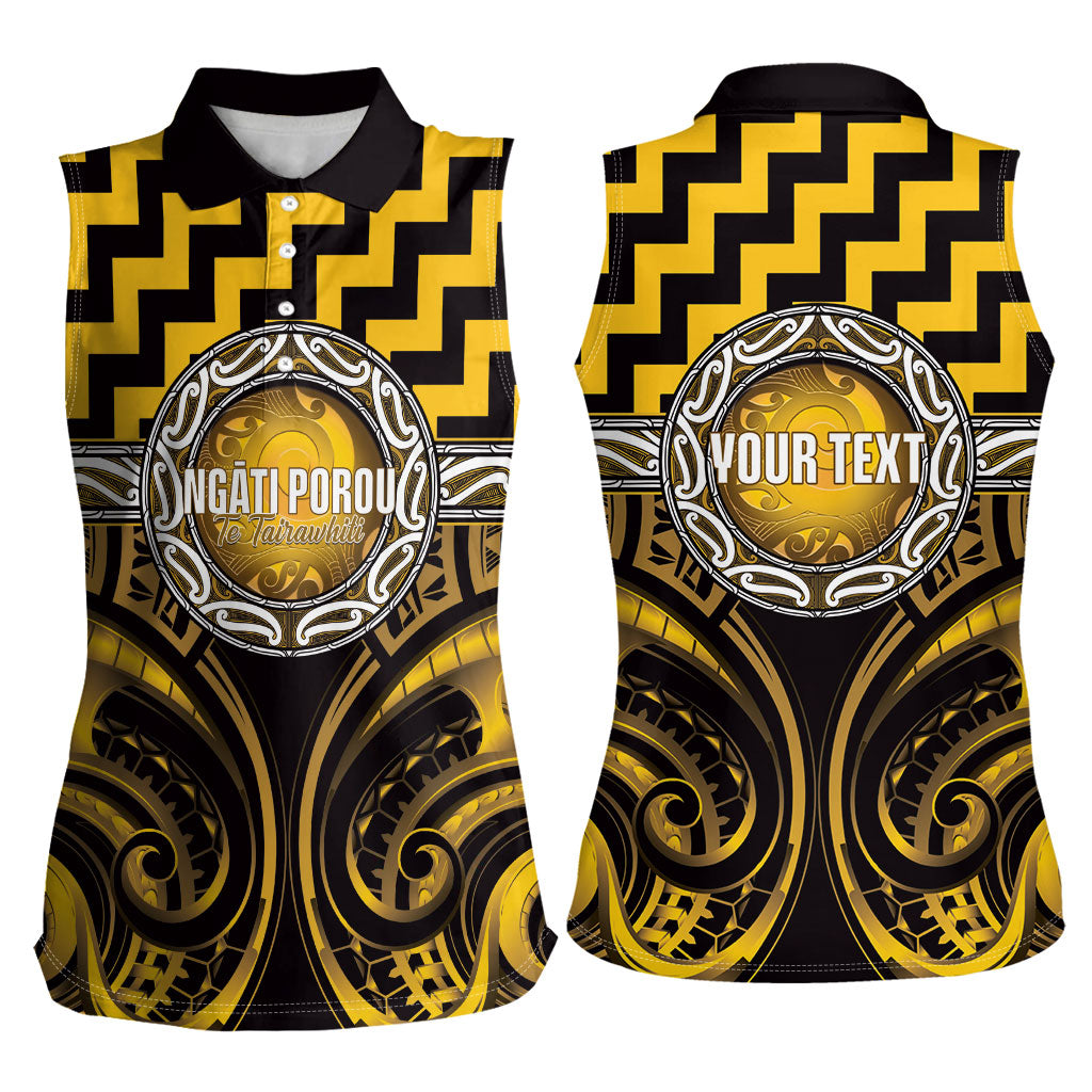 Aotearoa Ngati Porou Personalised Women Sleeveless Polo Shirt Maori Iwi Poutama Puhoro Tattoo