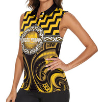 Aotearoa Ngati Porou Personalised Women Sleeveless Polo Shirt Maori Iwi Poutama Puhoro Tattoo