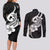 Polynesia Couples Matching Long Sleeve Bodycon Dress and Long Sleeve Button Shirts Plumeria With Tribal Pattern Black Vibes LT14 - Polynesian Pride