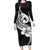 Polynesia Long Sleeve Bodycon Dress Plumeria With Tribal Pattern Black Vibes LT14 Long Dress Black - Polynesian Pride