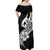 Polynesia Off Shoulder Maxi Dress Plumeria With Tribal Pattern Black Vibes LT14 - Polynesian Pride